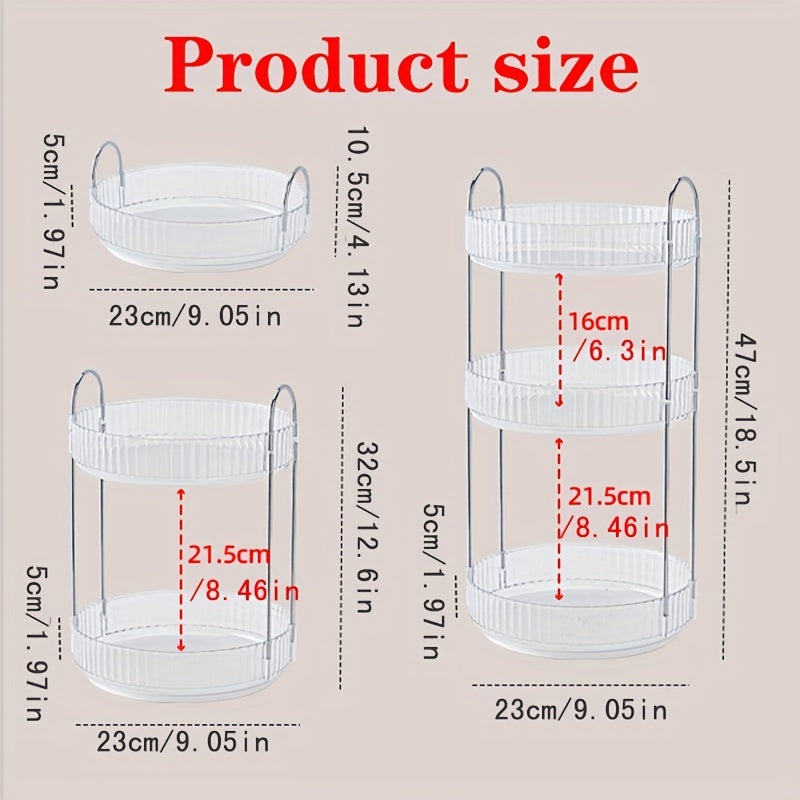 Adjustable Multi-Layer Makeup Organizer with 360° Rotation Transparent PET Storage for Perfume Lipstick Foundation