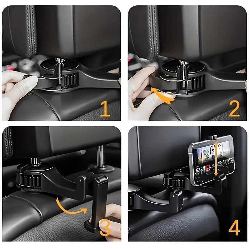 Soporte de teléfono para asiento de coche universal ajustable de ABS con sujeción en el reposacabezas