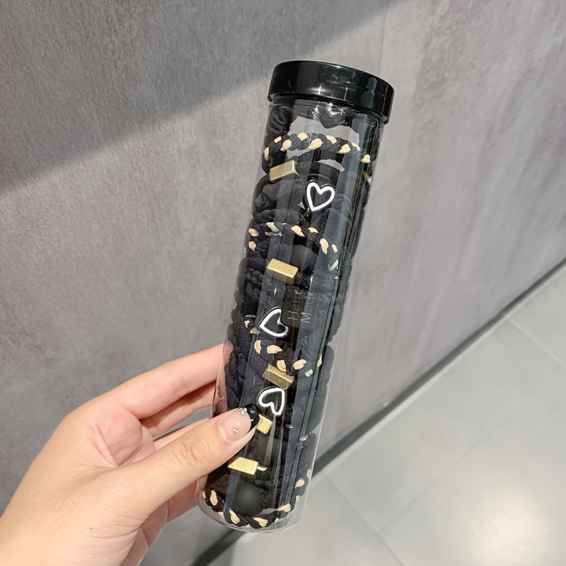 Casual Polyester Hair Ties Set with Heart and Smile Charms for Women