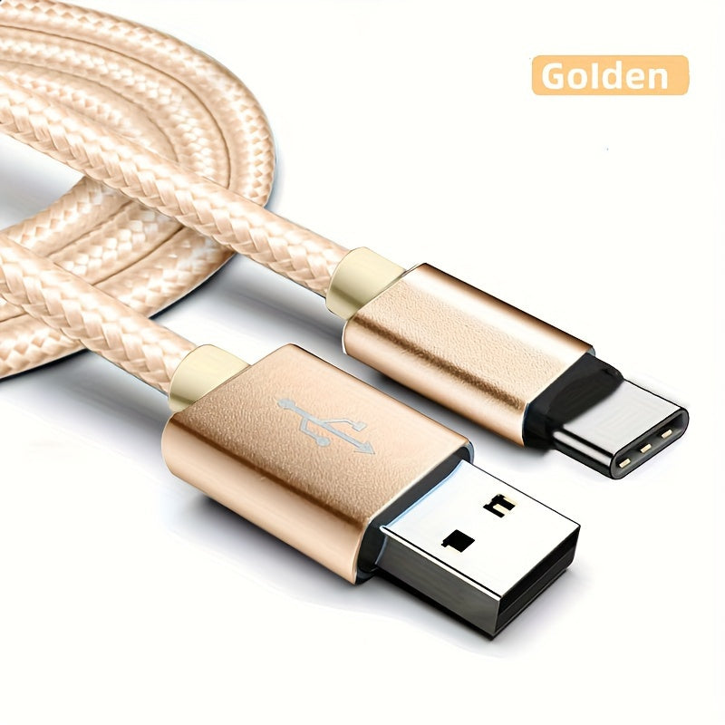 Fabric USB Type-C Charging Cable 1m 2m 3m Fast Data Sync Black Blue Red