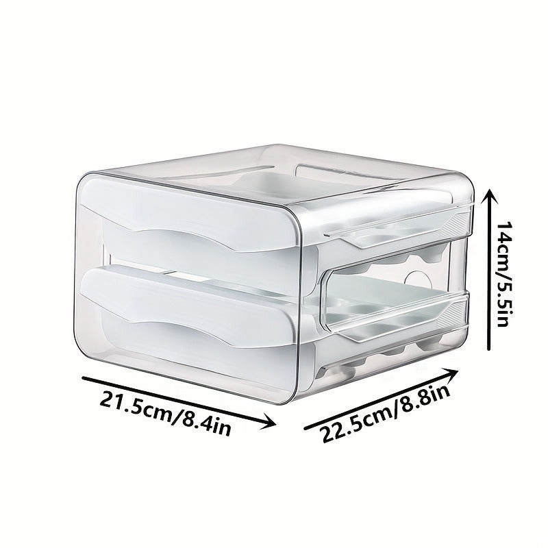 Egg Storage Box Refrigerator Organizer Clear Plastic Double Layer with Handles