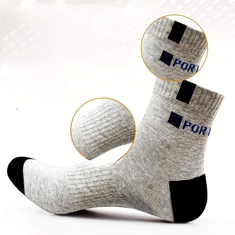 Breathable Sports Crew Socks Men Women Lightweight Knit Polyester with Letter Prints US Size 6-11