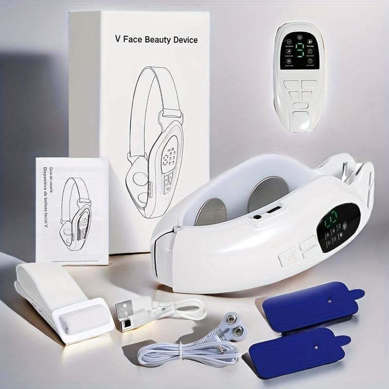 Facial Slimming Device with Remote Control and USB Port, Rechargeable Battery, 6 Accessories