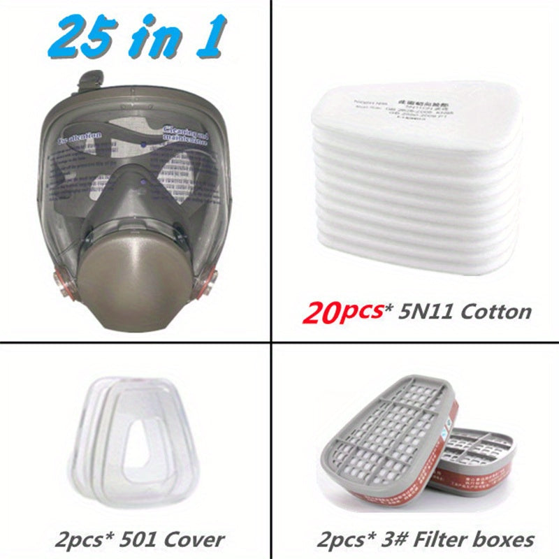6800 To'liq yuzli kimyoviy respirator gaz maskasi, bo'yash, purkash va kimyoviy xavfsizlik ishlarida foydalanish uchun 1 ta yuz qismi bilan, 7.62 dan 68.58 sm gacha bo'lgan o'lchamlarda formaldegiddan himoya ta'minlaydi.