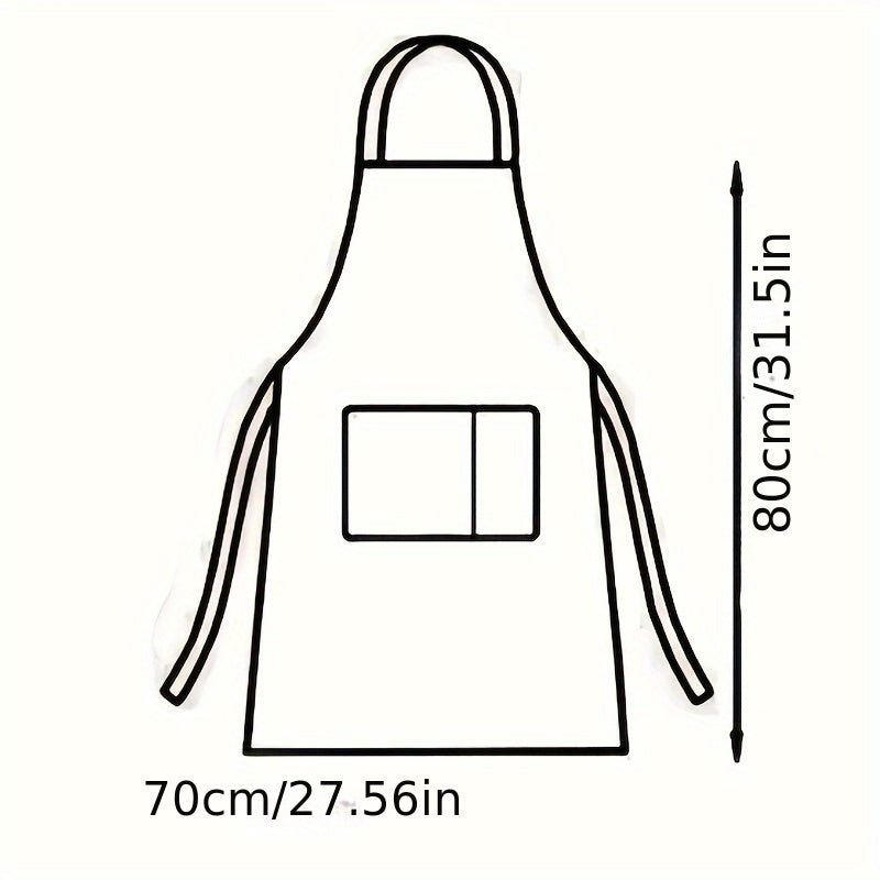 1pc Unisex Adjustable Solid Color Kitchen Apron with Pocket