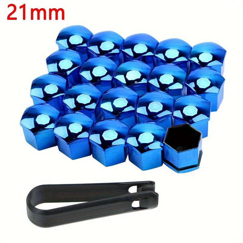 20 piezas de tapas de cubo de rueda electroplateadas en azul y rojo, protección contra polvo de neumáticos, cubiertas decorativas