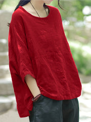 Plus o'lcham ayollar bluzasi, yengil, bir rangli, uzun yengli, bo'lakli ko'ylak