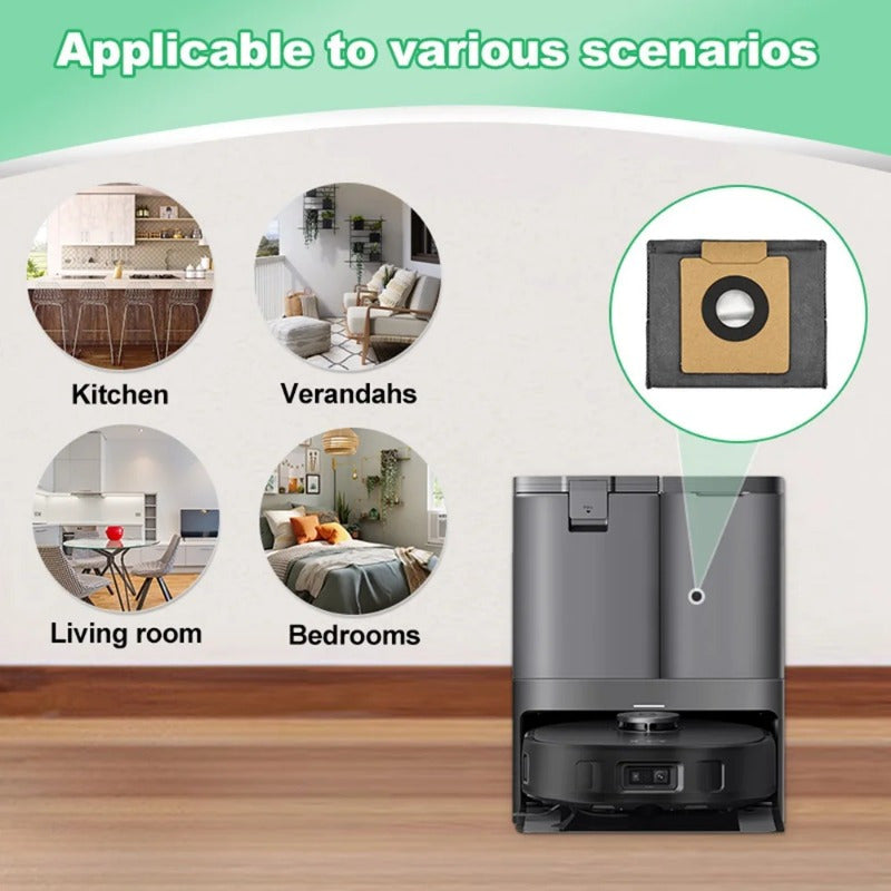 Eufy Clean X8 Pro / X10 Pro Omni Robot Tozalash O'z-o'zidan Bo'shatish Stansiyasi bilan ishlash uchun mo'ljallangan 10 ta Chang Sumkasi, chiqindilarni yig'ish uchun katta sig'imga ega.