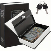 Book Style Safe Box with Keys for Cash Jewelry and Valuables Black and White 18.49x11.99x5.49cm Durable Iron Storage Container