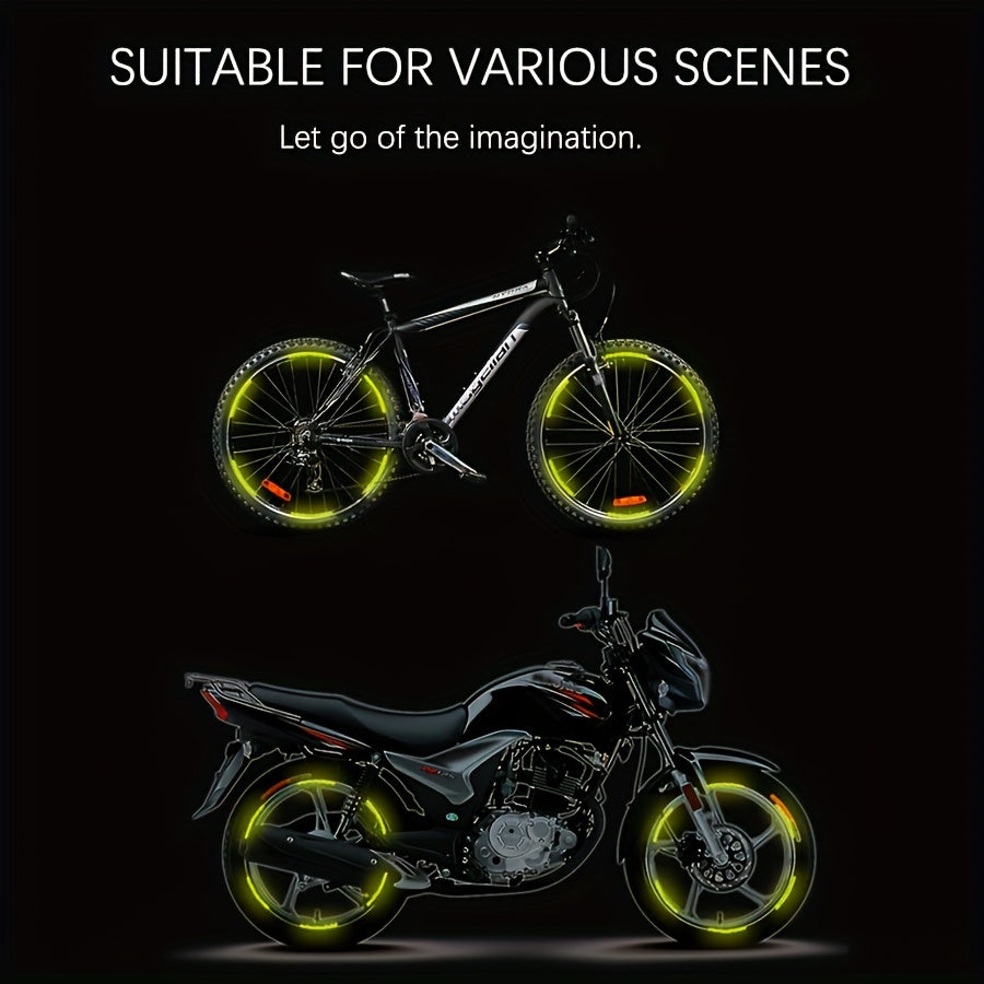 20pcs Reflective Wheel Hub Stickers Glow-in-the-Dark Safety Decals for Cars, Motorcycles, Bicycles