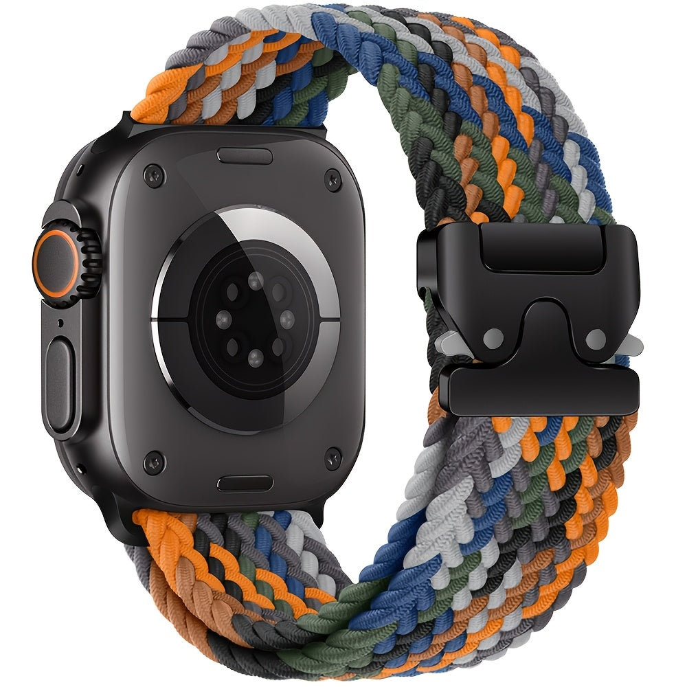 Nylon Braided Sport Wristband for Apple Watch Adjustable Parachute Buckle Compatible with Series 1-10 SE Ultra