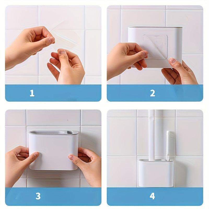 Набор щеток для унитаза с 2 щетками и 3 крепежными элементами, самоклеящийся, мягкие головки