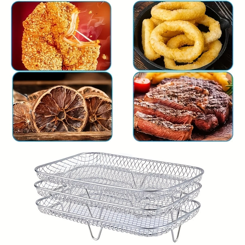 Accesorios de rejilla para freidora de aire de acero inoxidable 304 con cesta de parrilla y soporte para tostadas con tocino