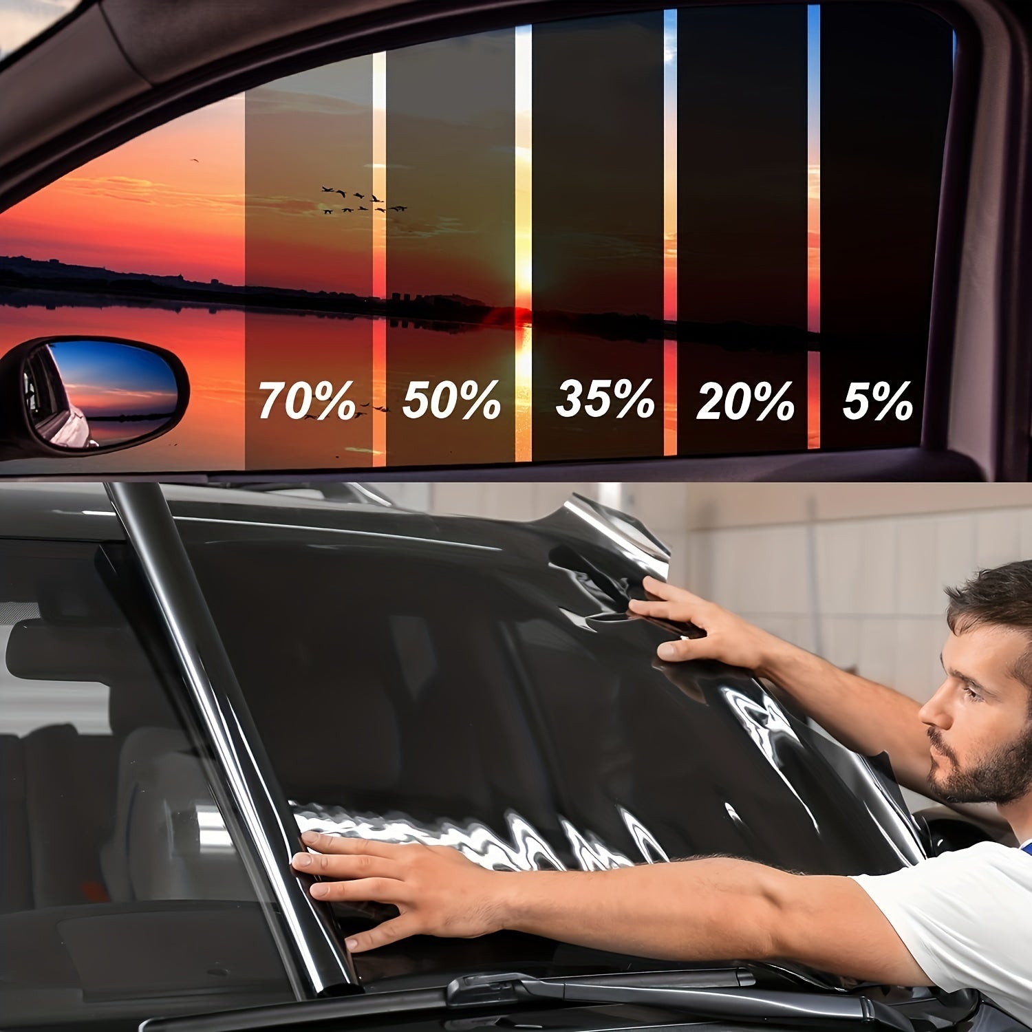 Car Privacy Window Tint Film Solar UV Heat Rejection 1Pc Anti-Scratch