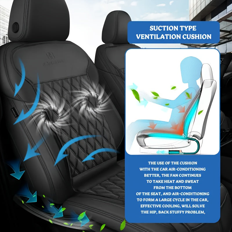 Чехол-охладитель для автомобильного сиденья из искусственной кожи, летний охлаждающий подкладка, черный, регулируемый поток воздуха
