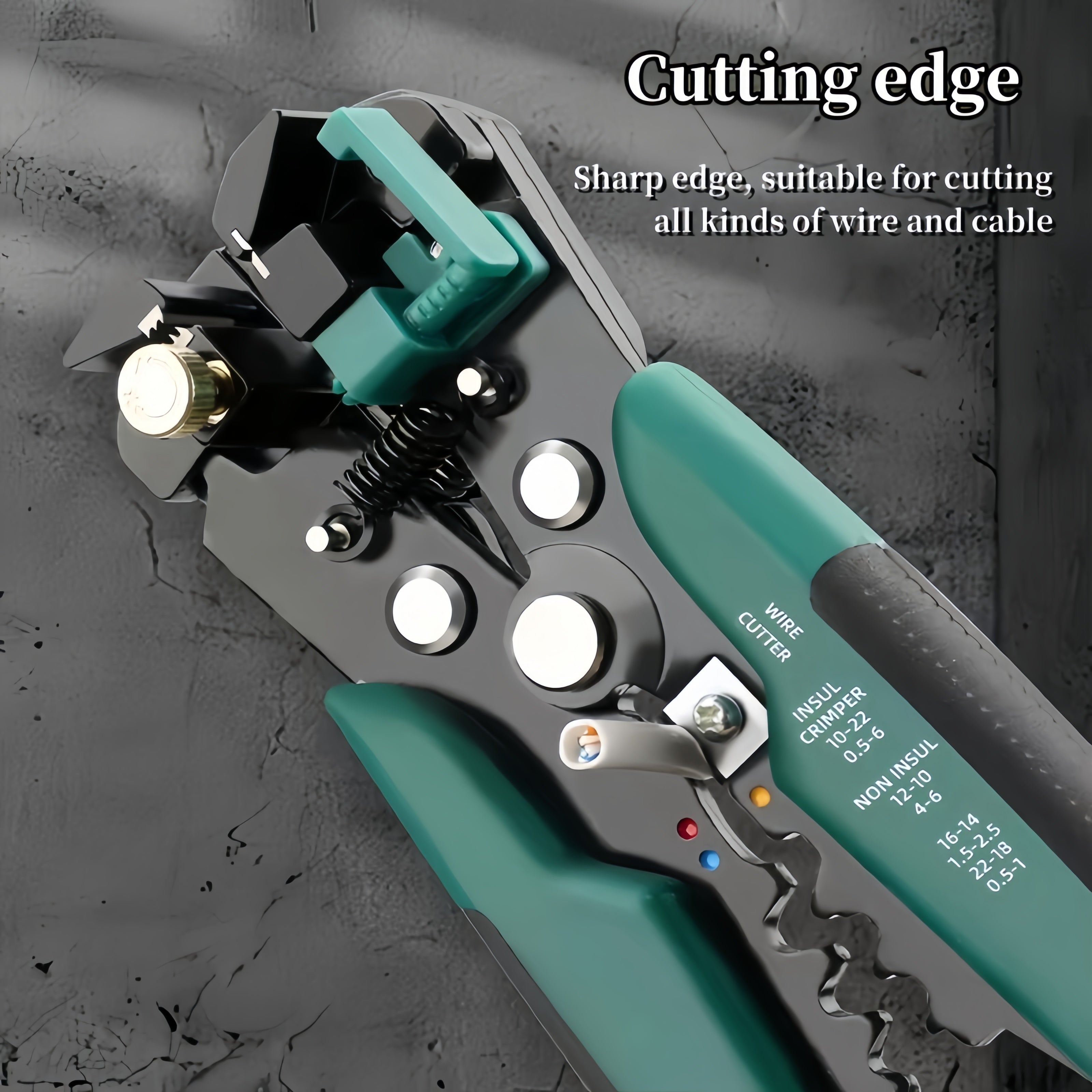 Automatic Wire Stripper and Cutter for Electricians with Self-Adjusting Insulation and Built-In Crimper