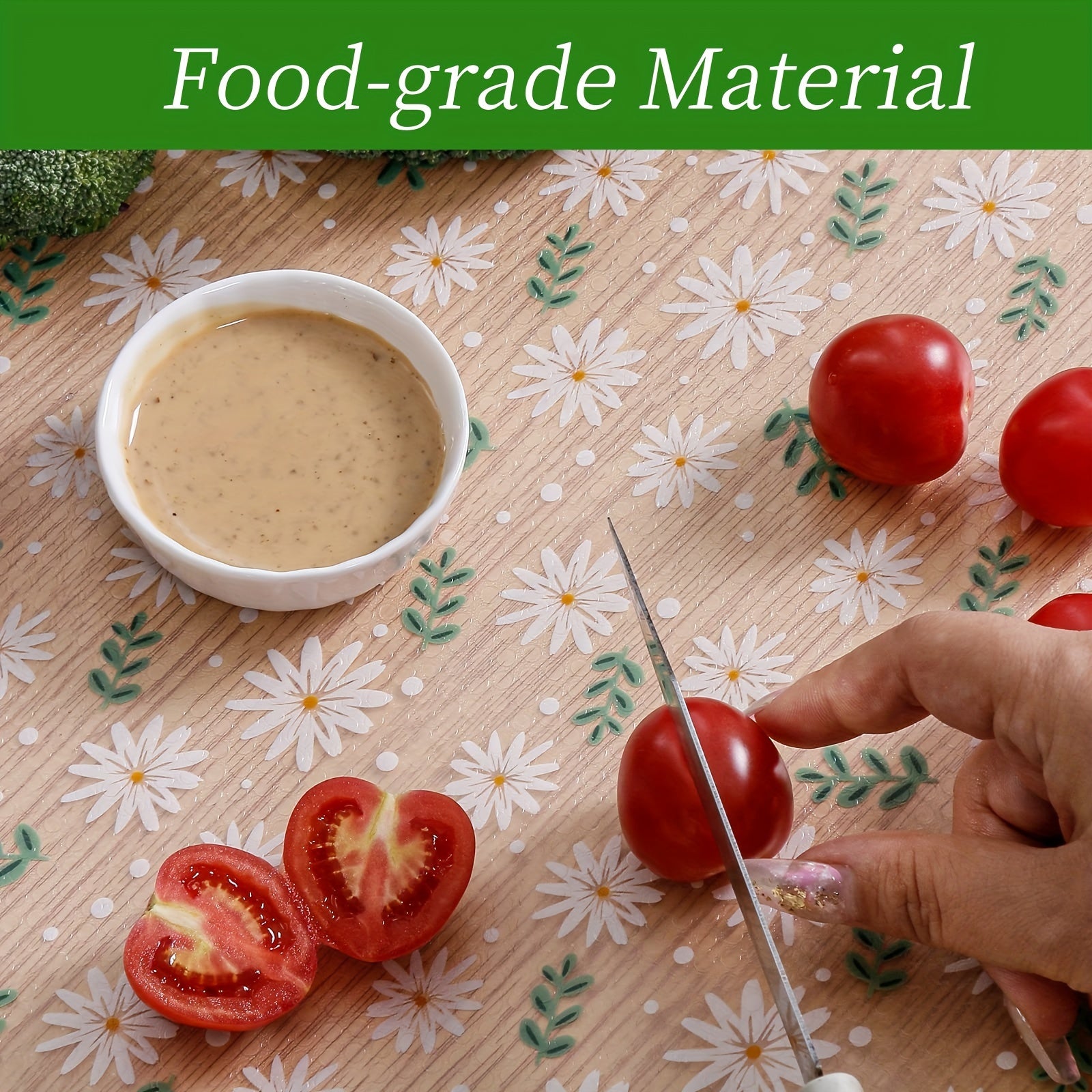 Floral Pattern Vinyl Shelf Liner Waterproof Non-Slip Cuttable EVA for Kitchen Cabinets Drawers