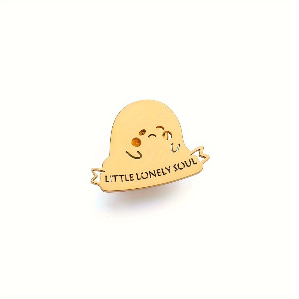 Stainless Steel Ghost Lapel Pin Halloween Edition Minimalist Cute Women Accessory