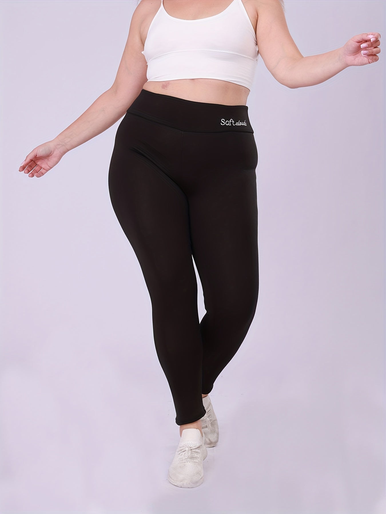 Женские леггинсы большого размера с флисовой подкладкой, высокая талия, теплые и толстые, зимние, темно-синий