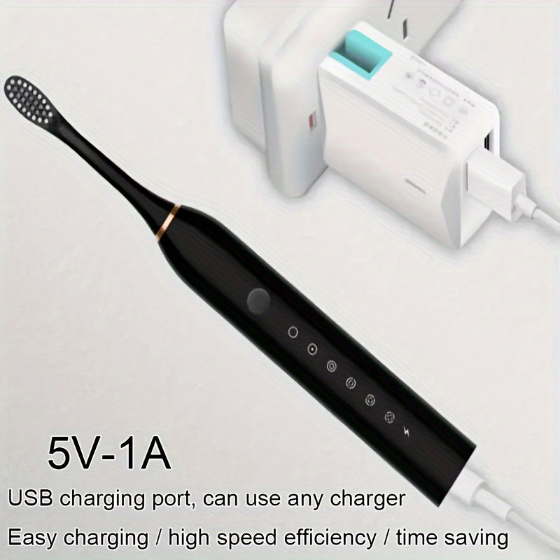 Set de cepillo de dientes eléctrico con 4 cabezales suaves para dientes sensibles, 6 modos, recargable por USB