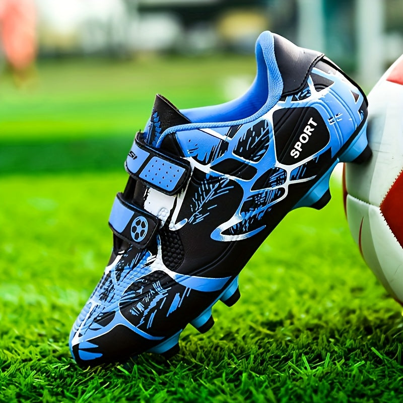 Yigitlar uchun futbol poyabzali, tutqich va velcro bilan, sirpanishga qarshi, nafas oladigan futbolkalar, ochiq havoda o'ynash uchun