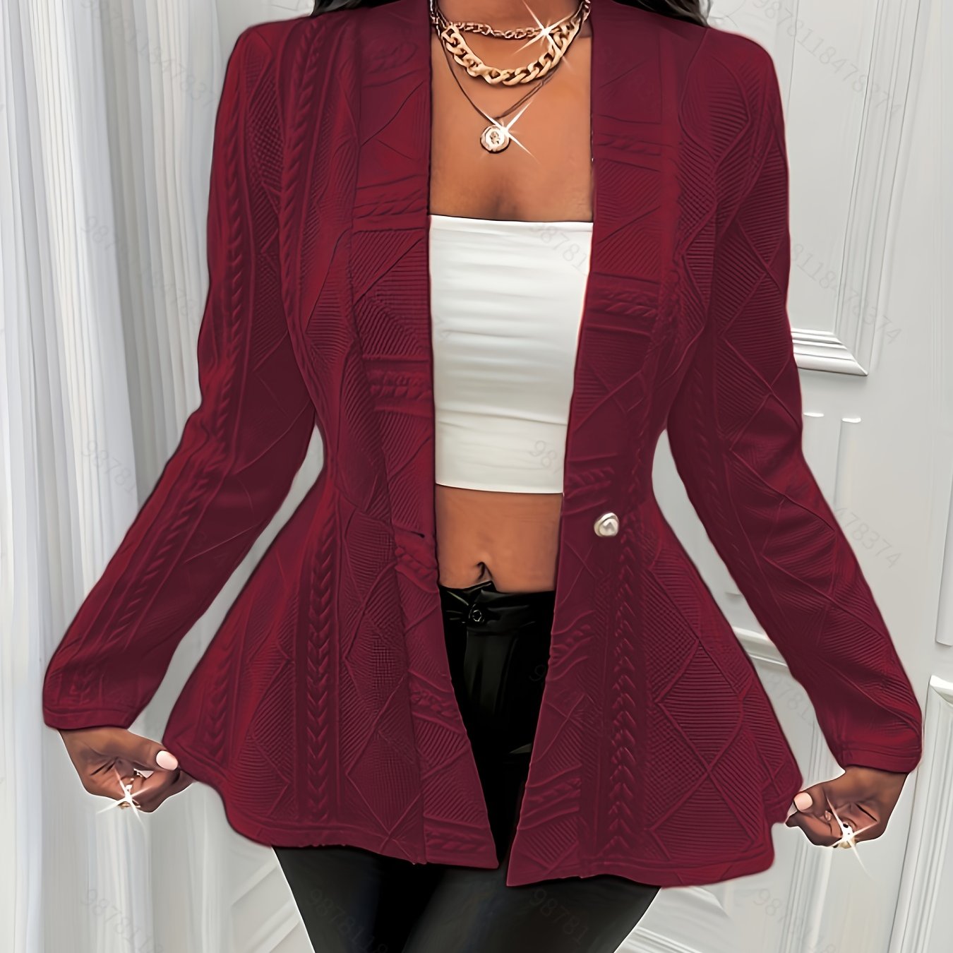 Plus Size Women's Long Sleeve Cardigan Open Front Lightweight Sweater All-Season Layering