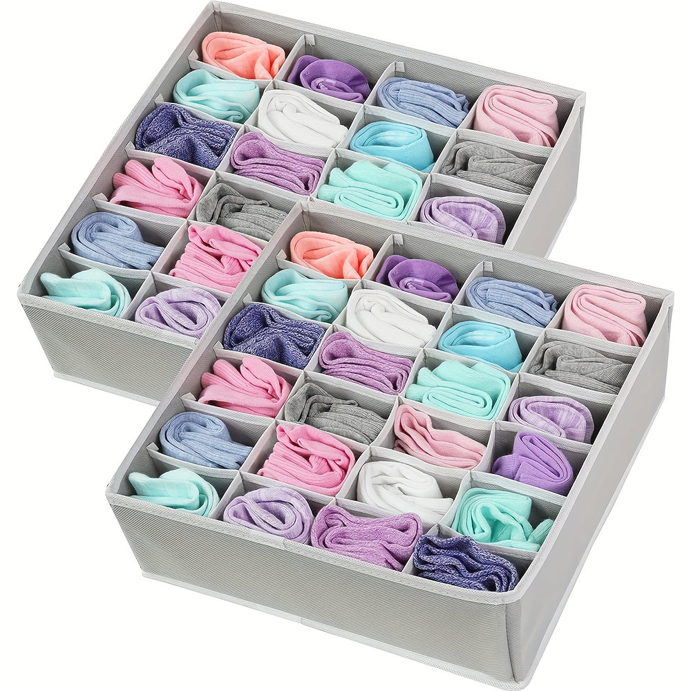 Grey Collapsible Closet Organizer for Socks Bras Ties Belts 24 Cell
