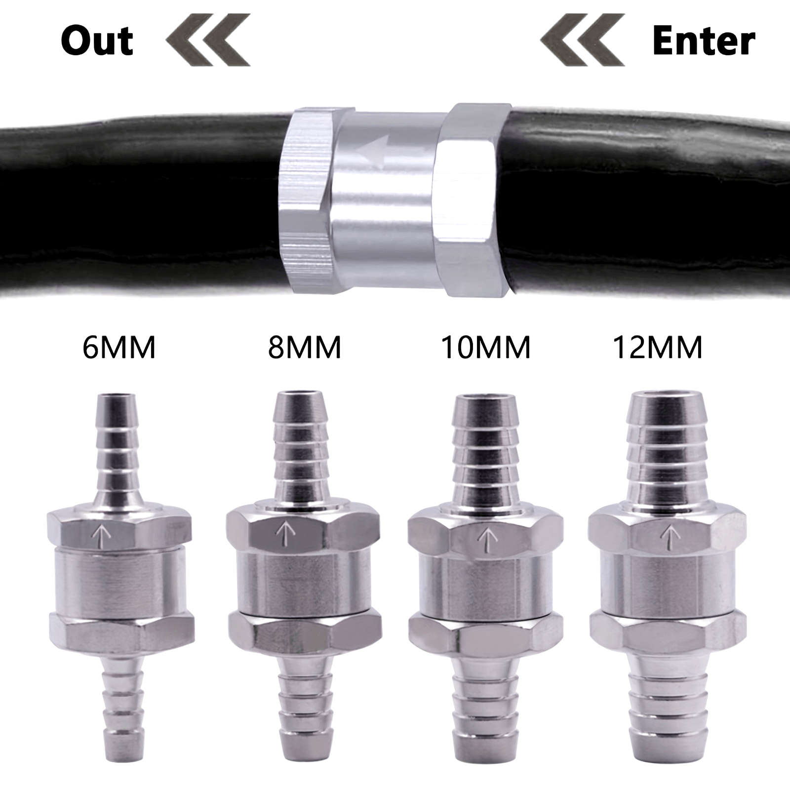 Клапан проверки топлива с односторонним клапаном из алюминиевого сплава 6/8/10/12 мм для бензина, дизеля