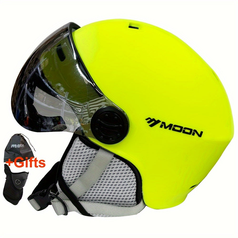 Casco de esquí con gafas de ajuste universal construcción en PC EPS visor para snowboard y patinaje
