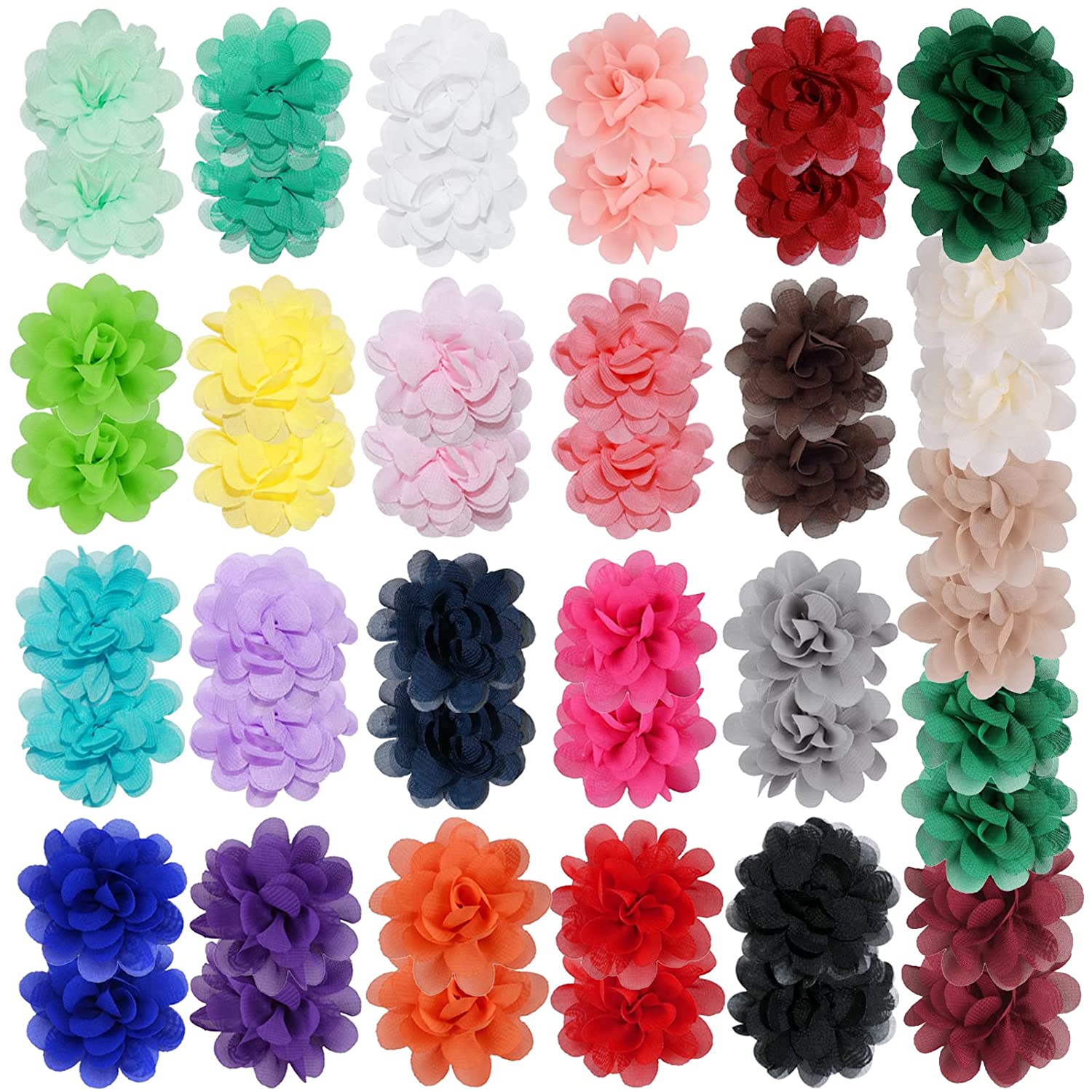 Elastic Ponytail Holders with Chiffon Flower Hair Ties for Women and Girls