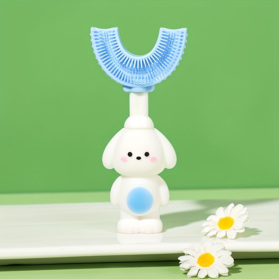 Kids Silicone U-Shaped Toothbrush for Children 3+ Durable Cartoon Dog Design