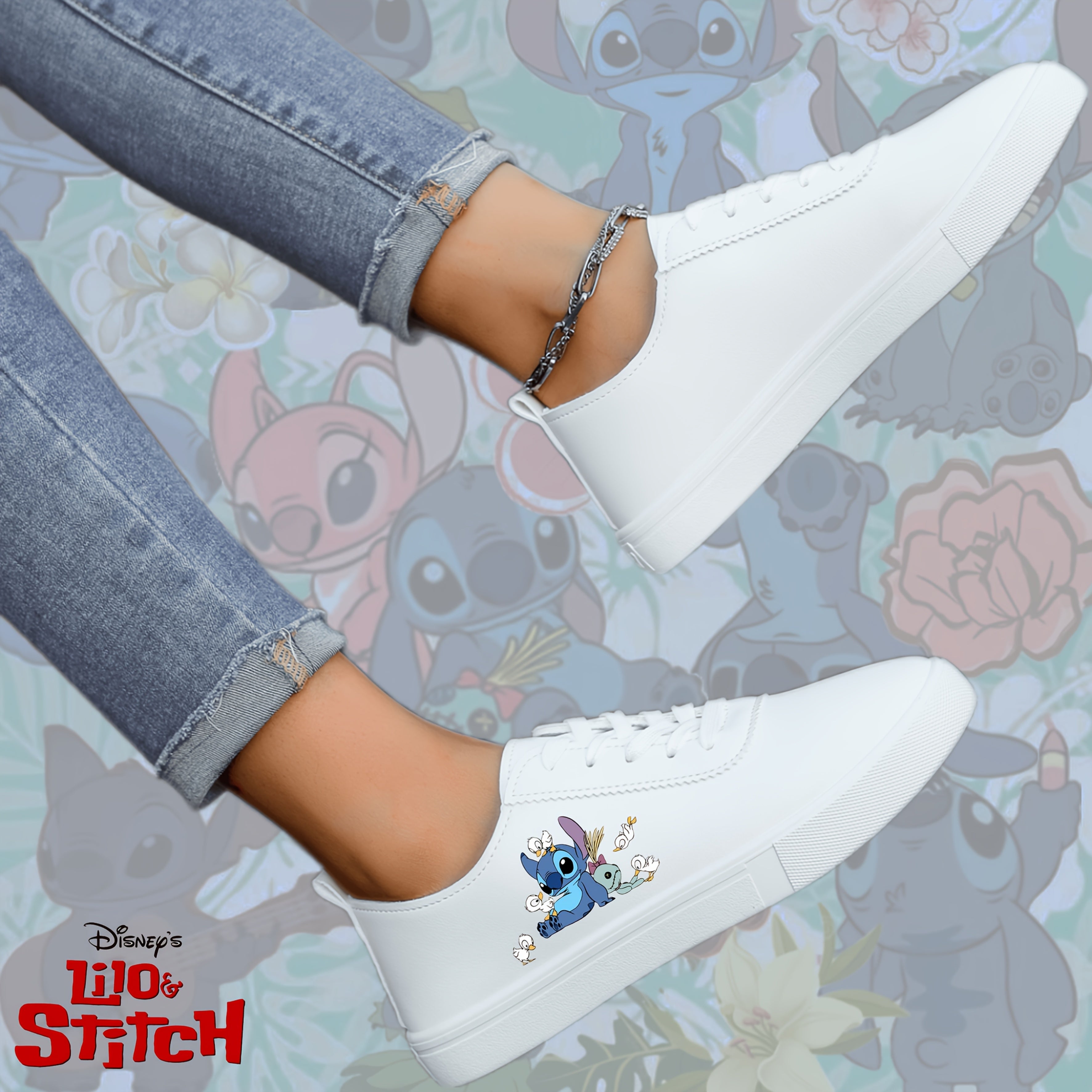 Women'S White Stitch-Themed Casual Slip-On Sneakers