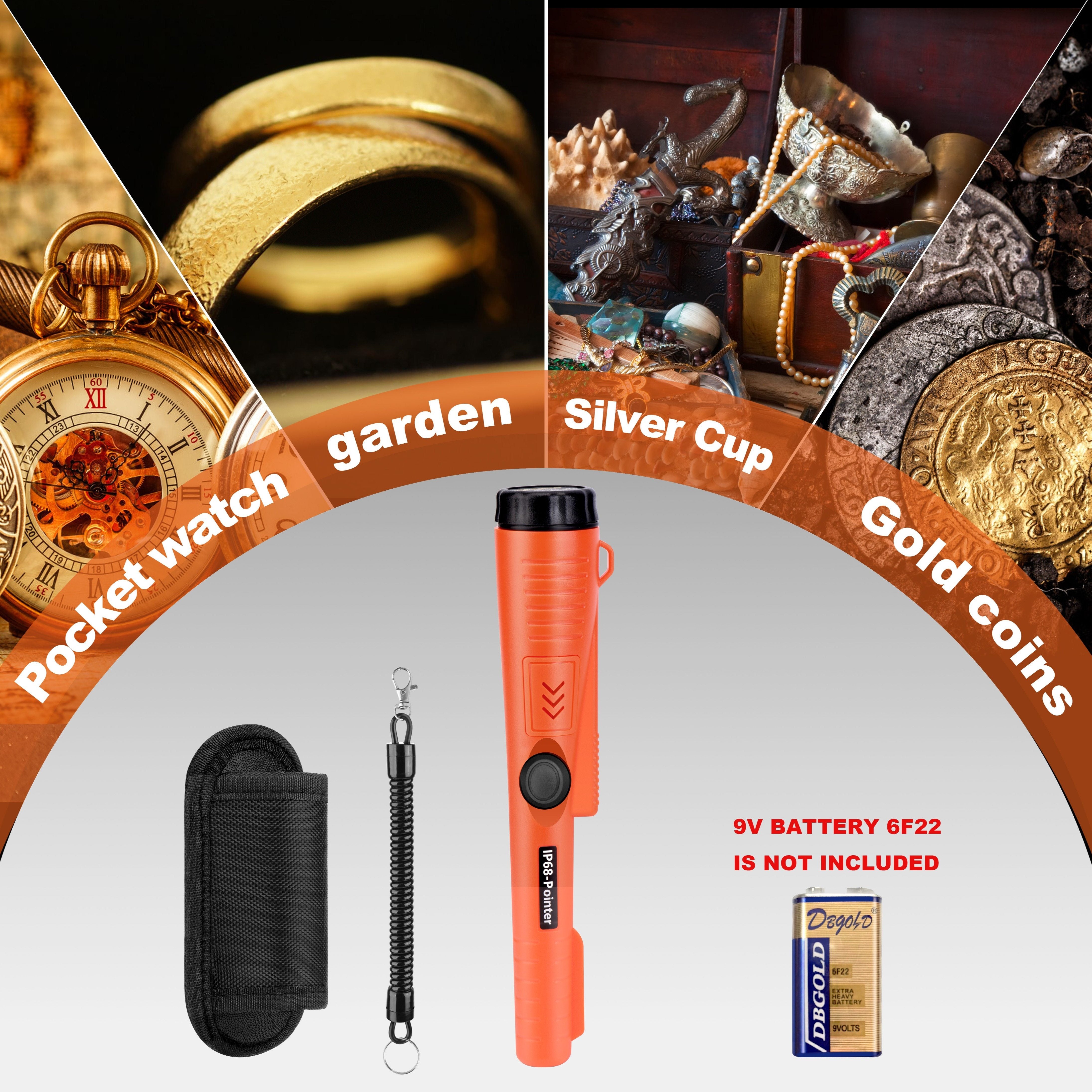 Handheld Metal Detector Pinpointer with 360° High Sensitivity Portable Sand Shovel Battery Powered