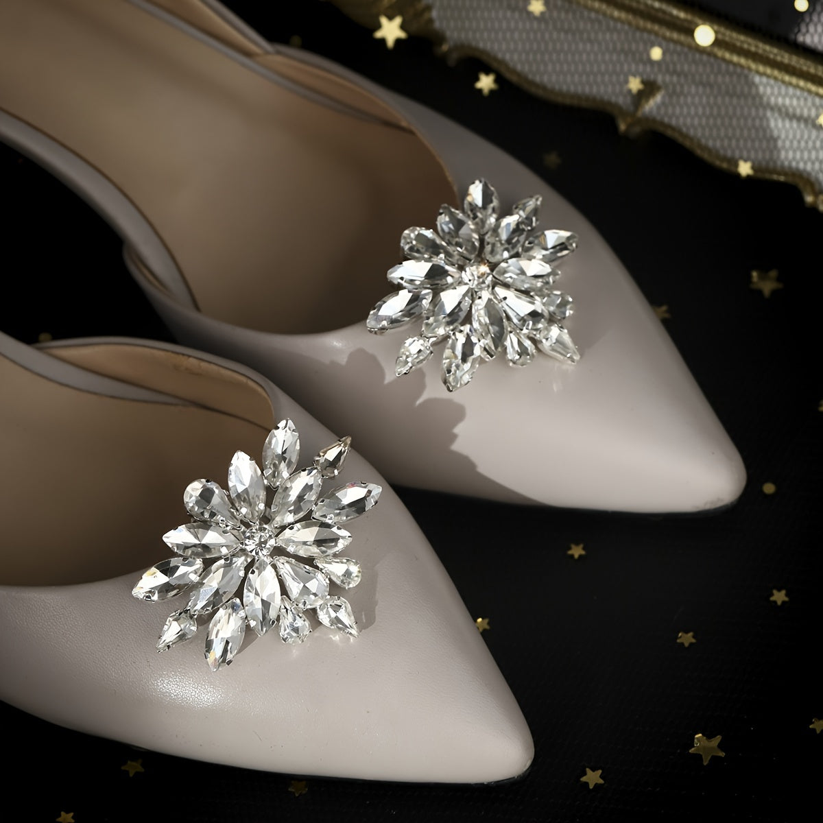 Women's Wedding Shoe Clips Glittering Rhinestone Buckles for Heels Dress Shoes Pair