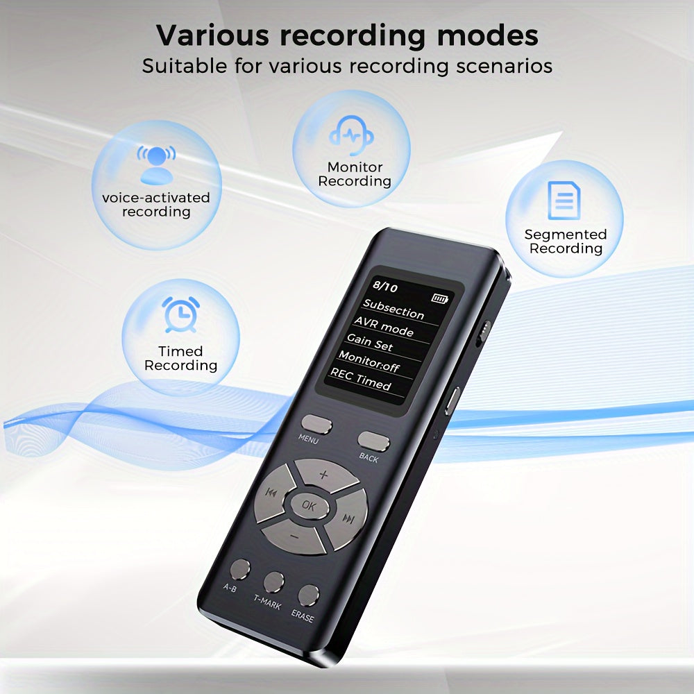 72GB Digital Voice Recorder with Dual Microphones HD Recording Noise Reduction