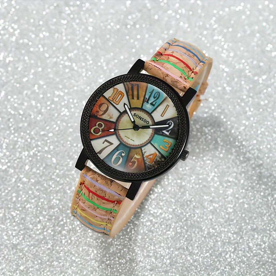 Ayollar uchun PU charm bilan ta'minlangan vintaj kvarts soat va zink alloy ko'rsatkich bilan