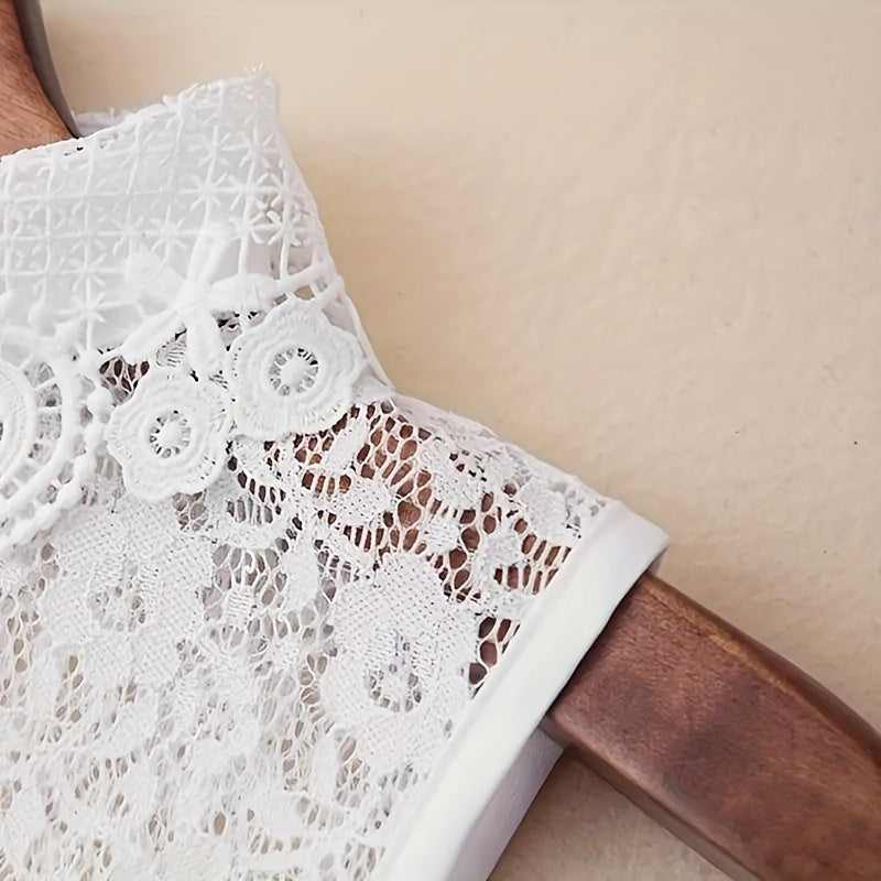 Women's Lace Half-Shirt Collar Adjustable Breathable Hollow Design