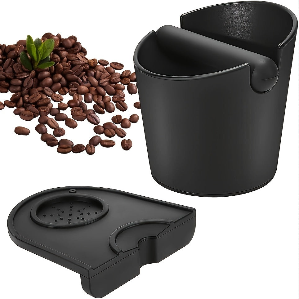 Set of 2 Espresso Knock Box and Tamper Mat Coffee Grounds Cleanup Kit