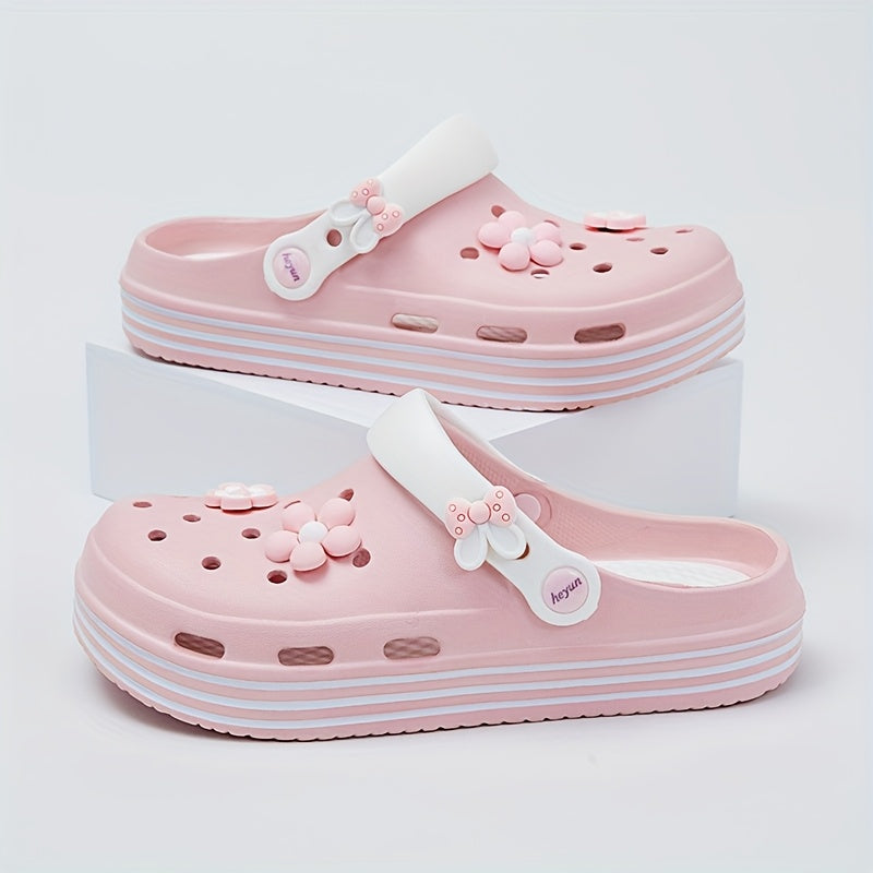 Women's Floral Embellished EVA Slip-On Clogs Breathable Non-Slip Sandals