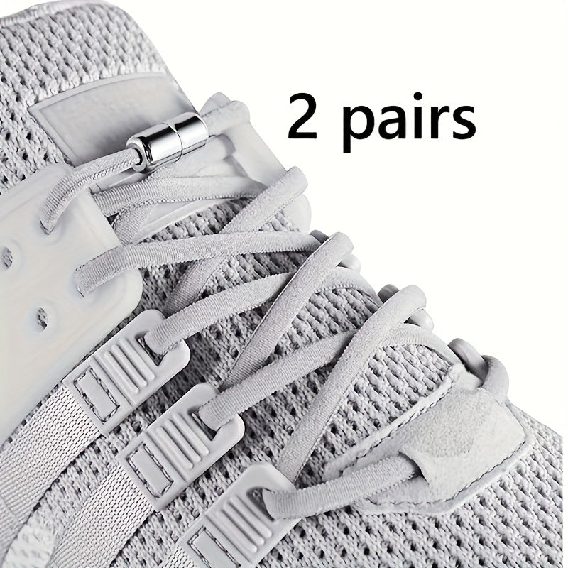 Unisex Elastic No-Tie Shoe Laces with Metal Locks, Washable, Secure Fit
