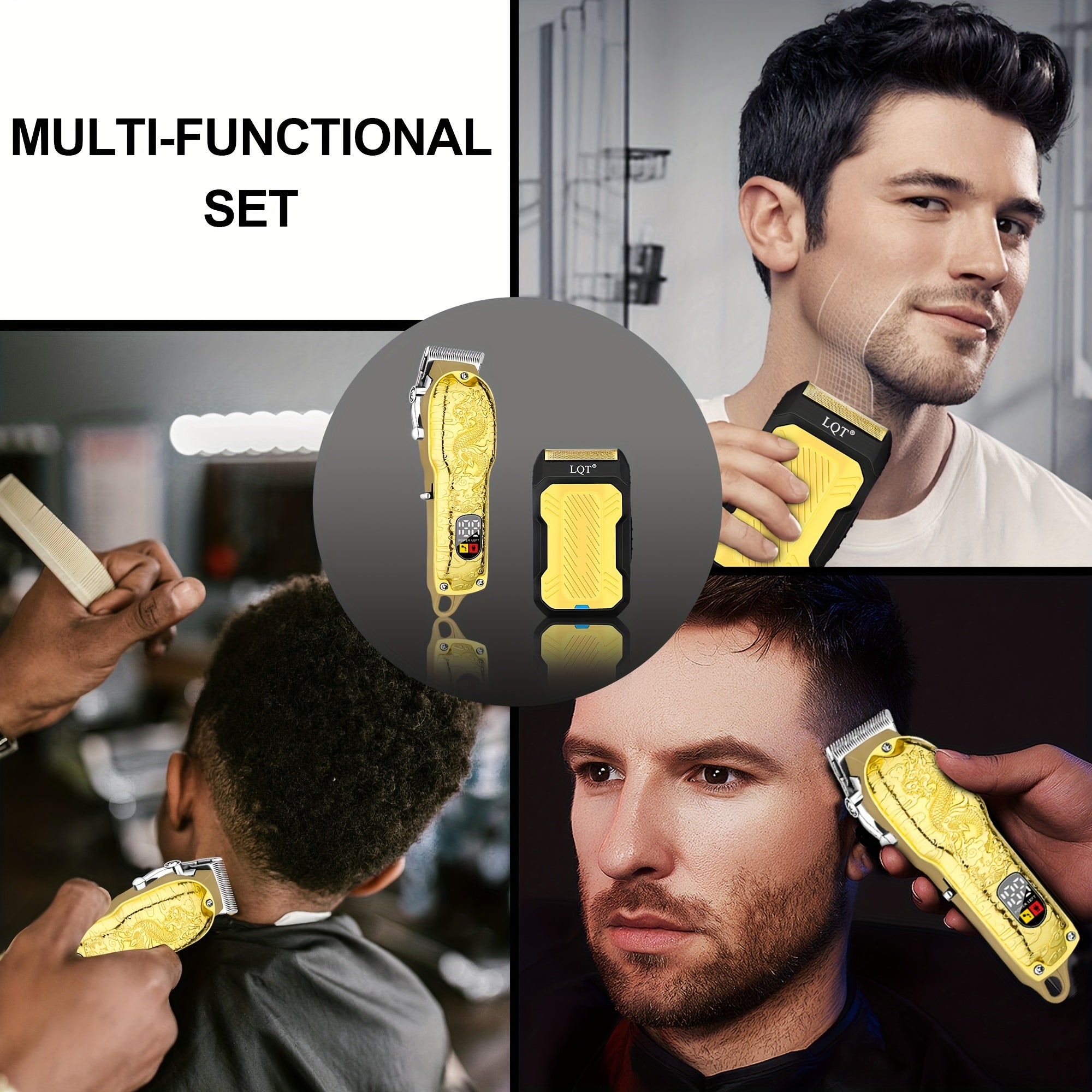 Juego de cortapelos y recortadora profesional con batería de litio recargable por USB 2000mAh 2.0W para el cuidado facial y barba de hombres