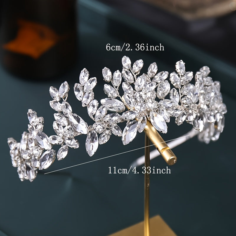 Bridal Headband Crystal Rhinestone Flower Wedding Hair Accessory for Women