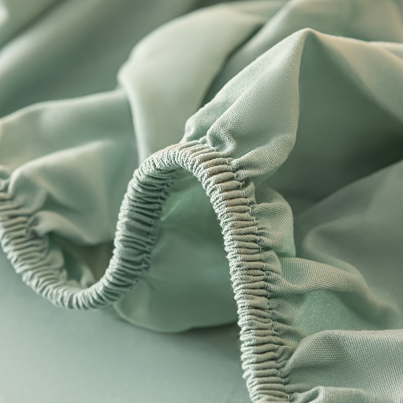 Brushed Fitted Bed Sheet Light Green Deep Pocket Mattress Protector Bedroom Guest Room