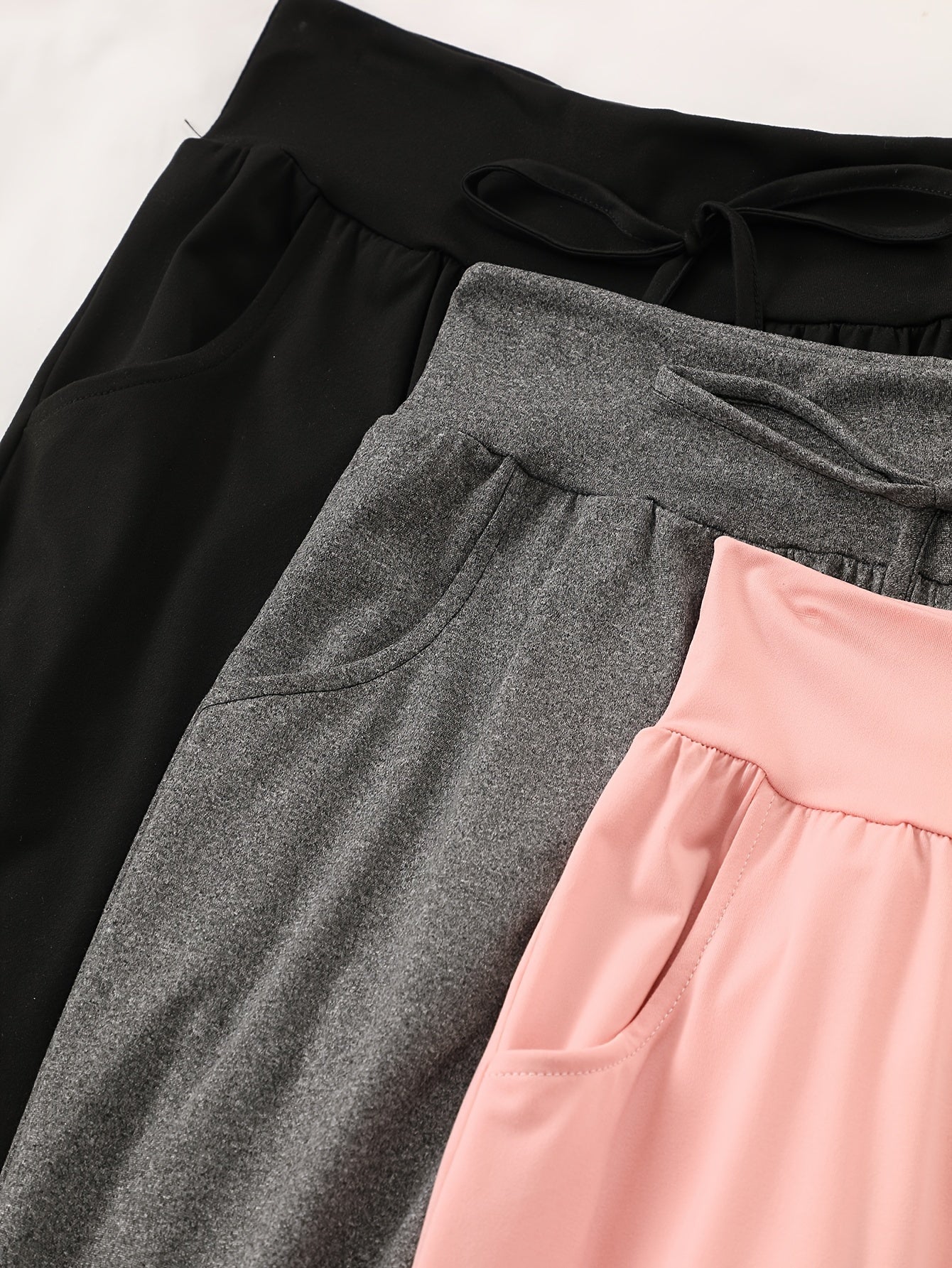 Women's Cozy Pajama Pants 3-Pack Polyester Elastane Black Gray Brown