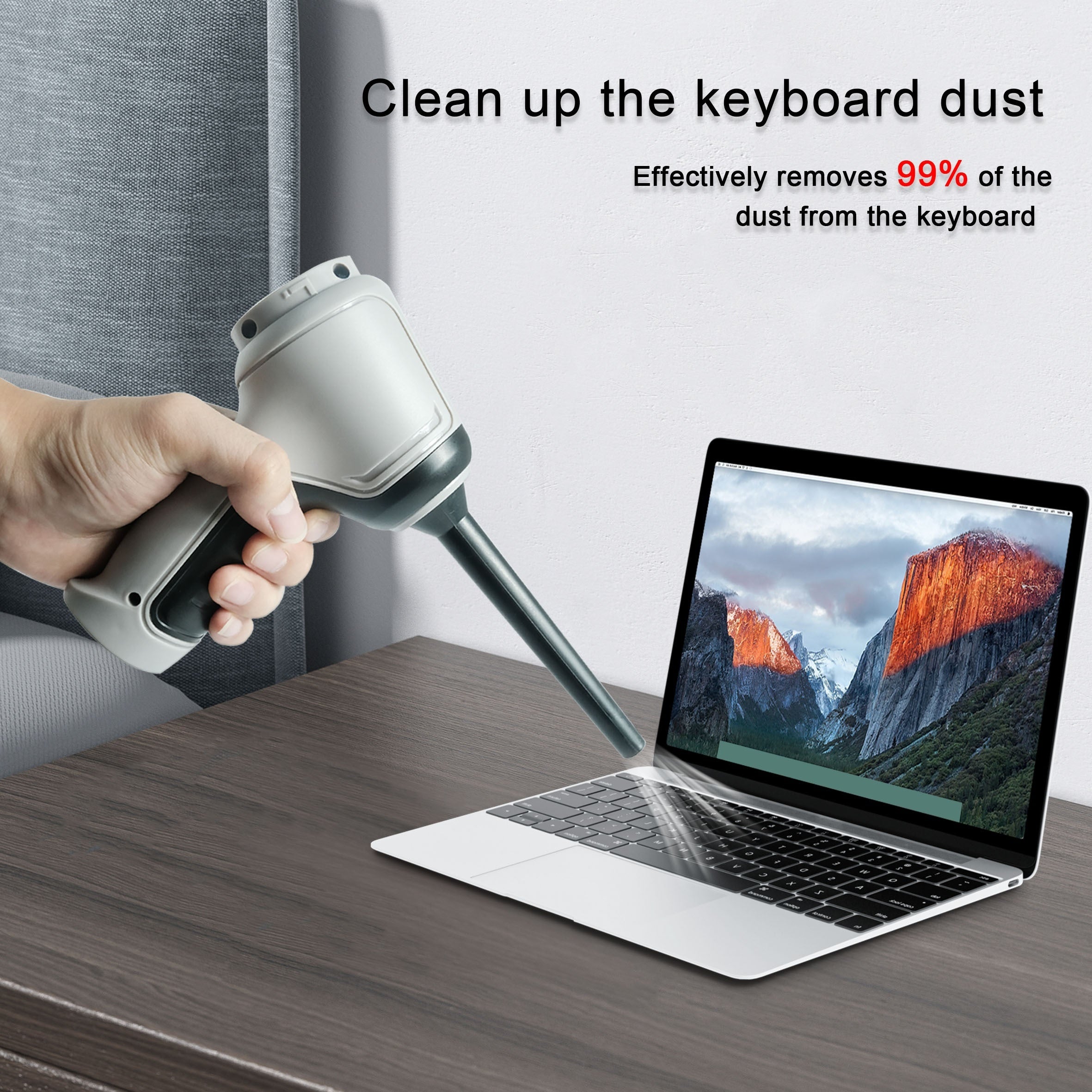 Portativ, simsiz mini qo'l vakuum tozalagichi avtomobil va uyda foydalanish uchun. Yuqori samaradorlik bilan USB orqali zaryadlanadi. Uy hayvonlari sochlarini tozalash uchun ideal. Kulrang/Yashil rang.