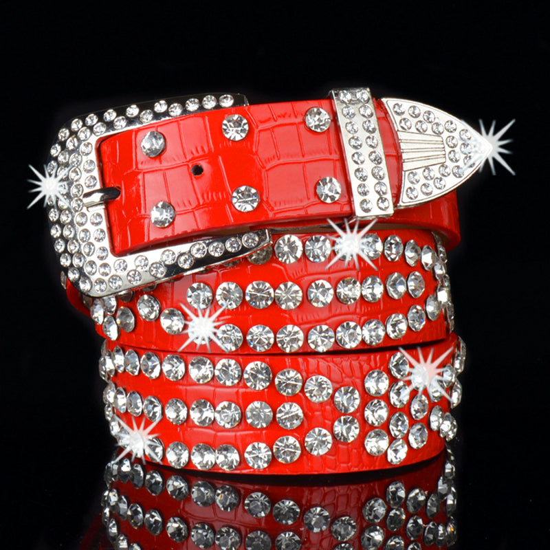 Western-Inspired Rhinestone Studded Belt for Jeans Punk Style Accessories