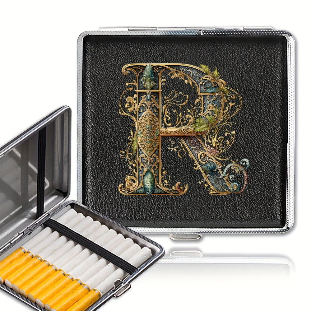 Unisex zanglamaydigan po'latdan yasalgan sigareta qutisi, 20 ta sigareta uchun, gul naqsh bilan