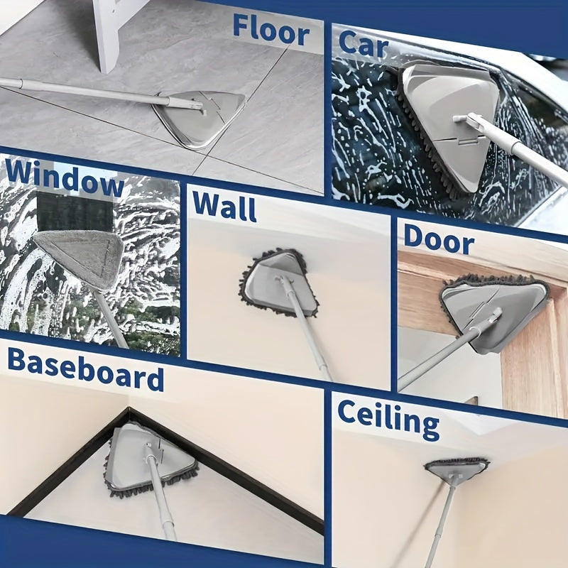 Triangle Wall and Ceiling Cleaning Mop Kit with 6 Pads, Adjustable Handle