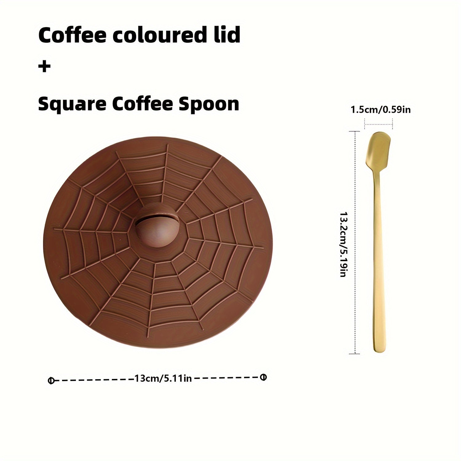 Silicone Cup Lid with Spoon Set Reusable Leakproof Cover for Ceramic Glass Tea Mug