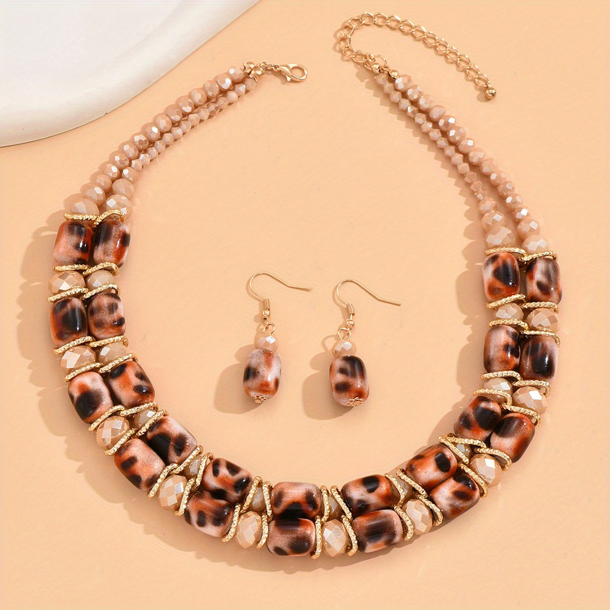 Women's Bohemian Beaded Jewelry Set with Necklace and Earrings